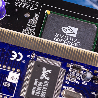 NVIDIA GeForce chip and printed circuit board PCB