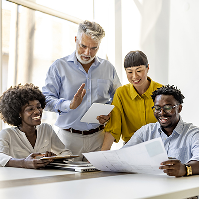 Diverse Team Collaborating in Modern Office Setting